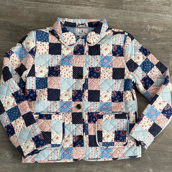 Girls Classic Prep CeCe Quilted Patchwork Barn Coat, Size Extra Large. - Picture 2 of 12